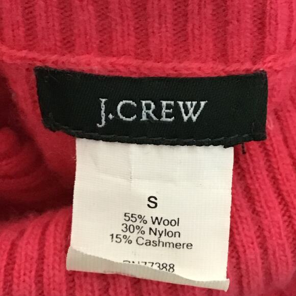 J. Crew Cashmere Cambridge Cable Knit Turtleneck Slim Sweater Hot Pink Coral S - Picture 5 of 5